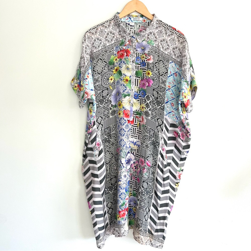 JOHNNY WAS Madrigal Muse Floral Silk Printed Over The Knee Dress Sz M NWOT - Picture 2 of 16